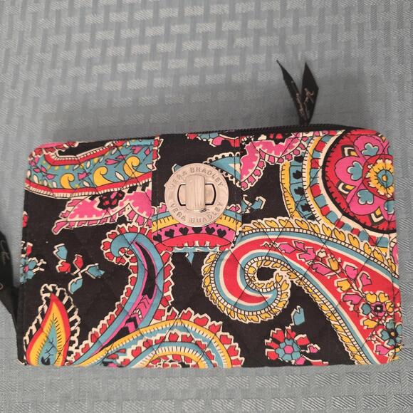 Vera Bradley Turnlock Parisian Paisley Print Wallet Zip Around Women's - Picture 4 of 8